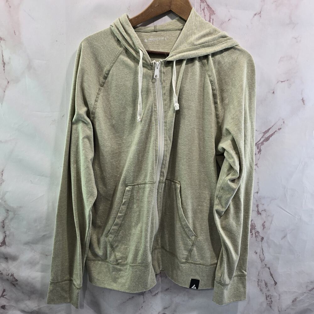 American Giant Hoodie Mens Large Beige Cream Tan Full Zip Thin Jacket Light